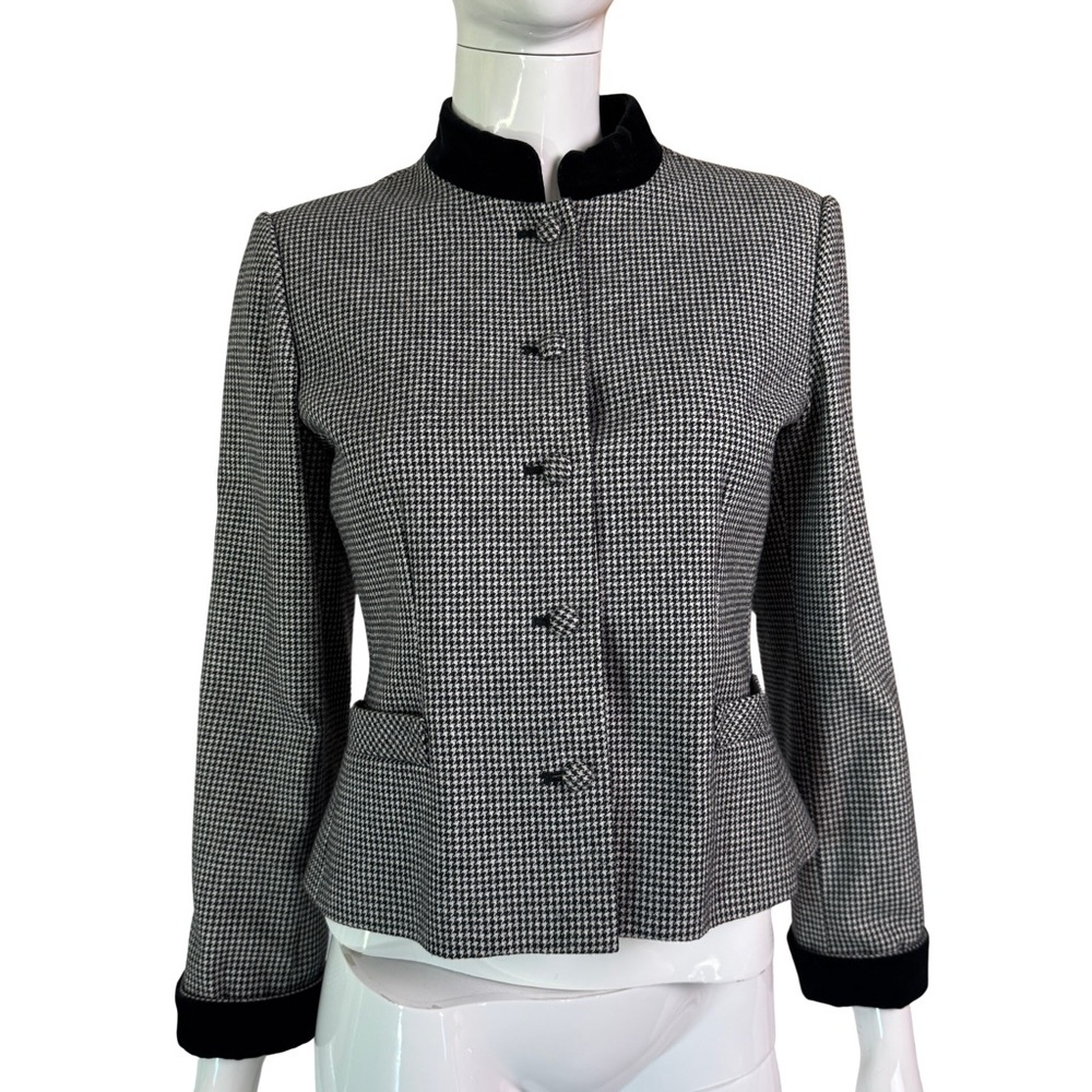 vintage: Rare 80s Sasson Houndstooth Blazer with Velvet Accents - Parisian NY
